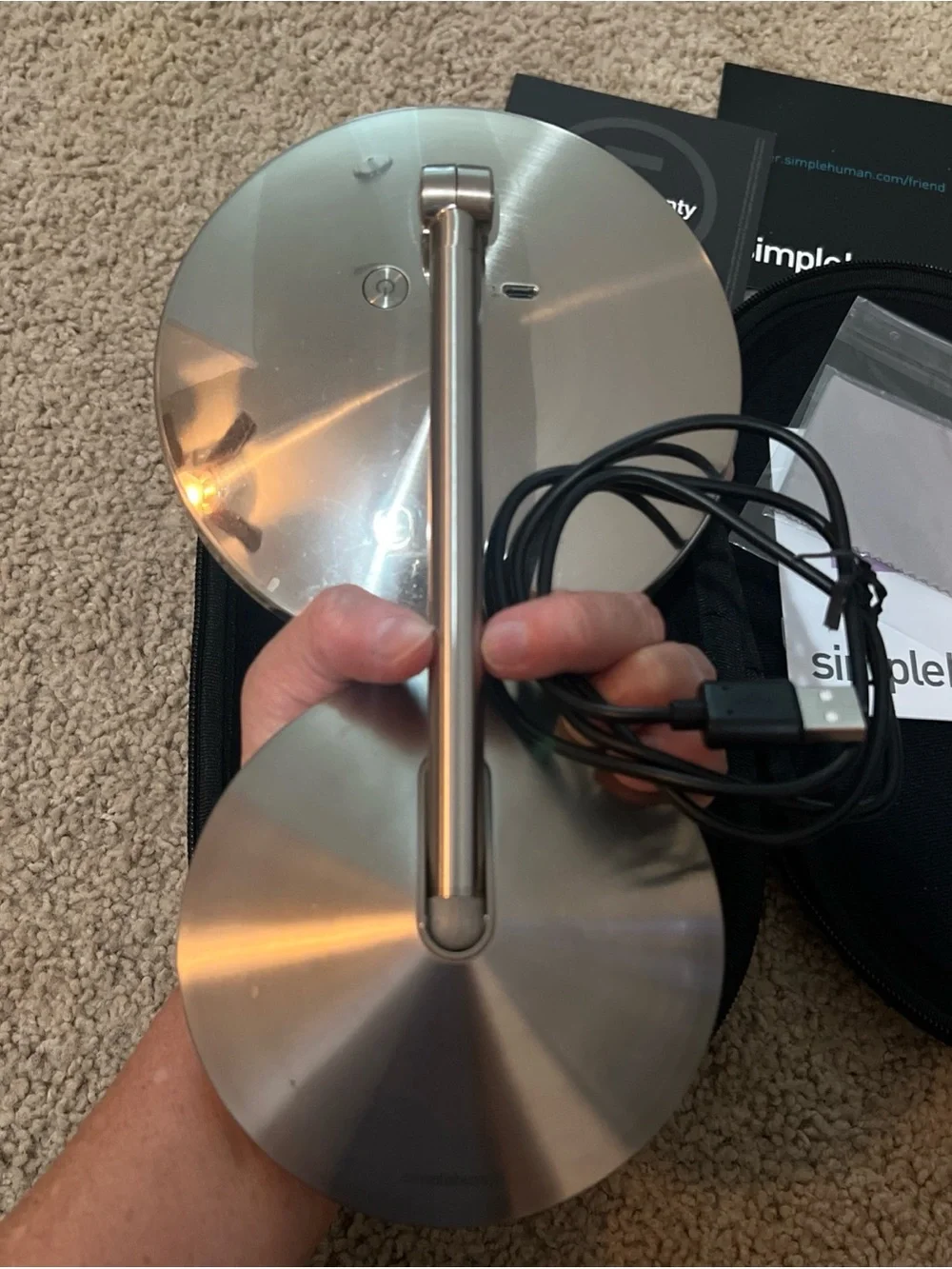 simplehuman 5” Round Mini Travel Sensor Makeup Mirror 10X Magnification